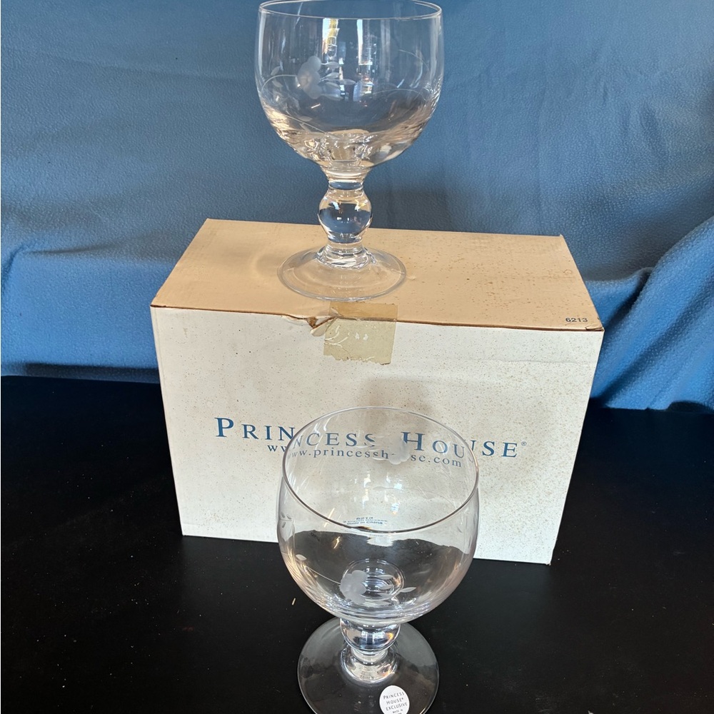 Princess House Etched Glass Goblets - Picture 2 of 2